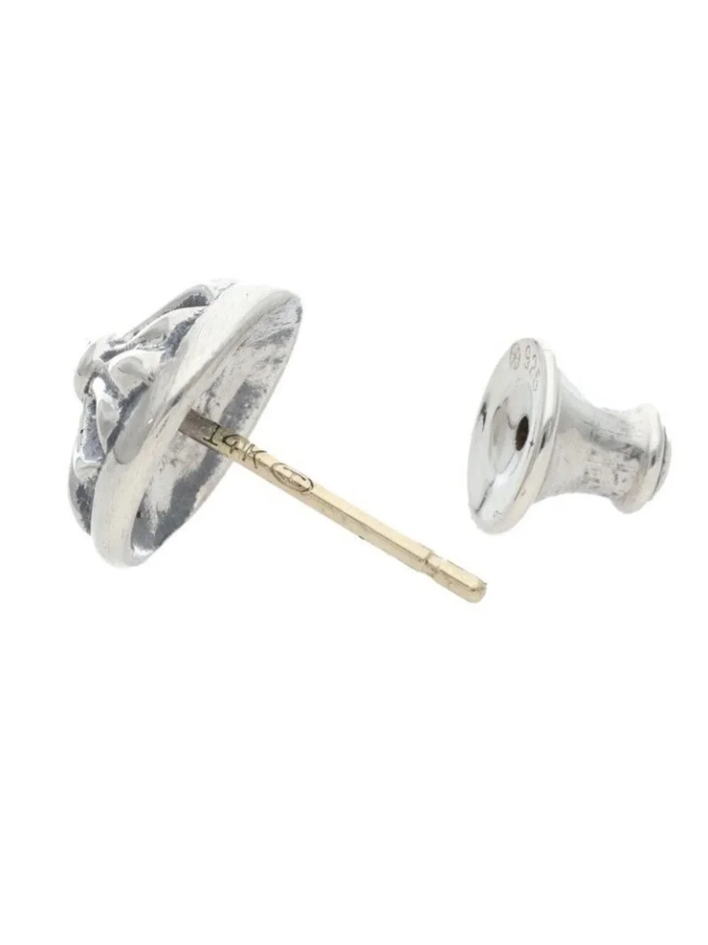 Chrome Hearts Stud Crsbll Cross Ball Silver Earrings